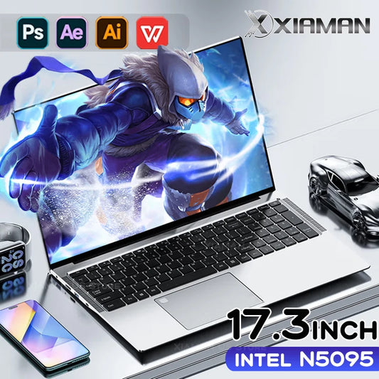 17.3" Gaming Laptop Computer PC Windows 11 Pro Intel Celeron N5095 Laptops Discrete Graphics 16GB DDR4 1TB SSD Notebook PC Gamer