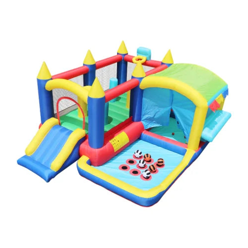 7-in-1 FCJ Inflatable Obstacle Course Bounce House Ball Pit Indoor Outdoor Party Fun for Kids Toddlers Birthday Party Gifts