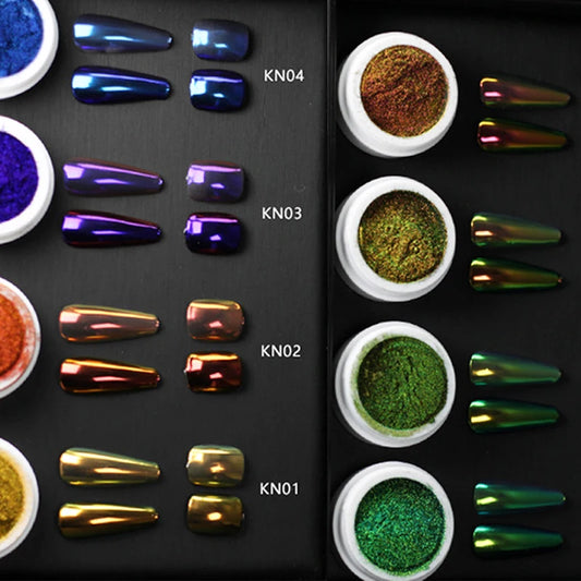 13 Colors Glitter Magic Mirror Nail Powder Dust Powder Chameleon Aurora Nail Art Chrome Pigment Metallic Effect Nail Decoration
