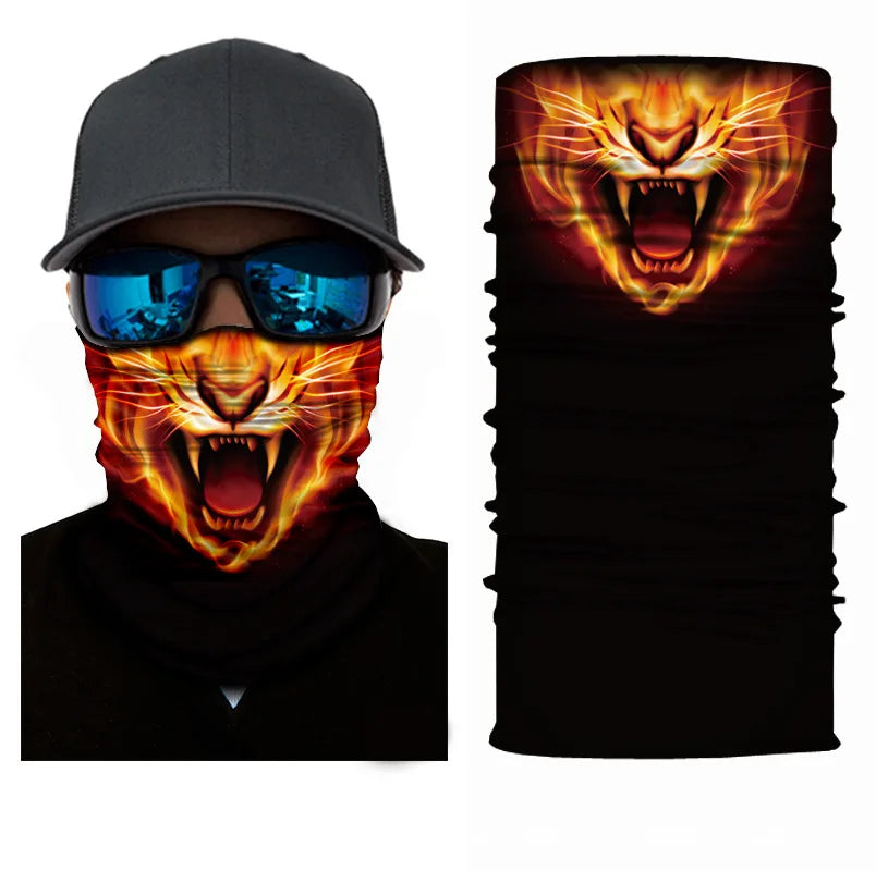 3D Ghost Skull Bandana Neck Gaiter Head Shield Summer Hiking Scarves Tube Balaclava Scarves Breathable Sun Guard Headband Scarf