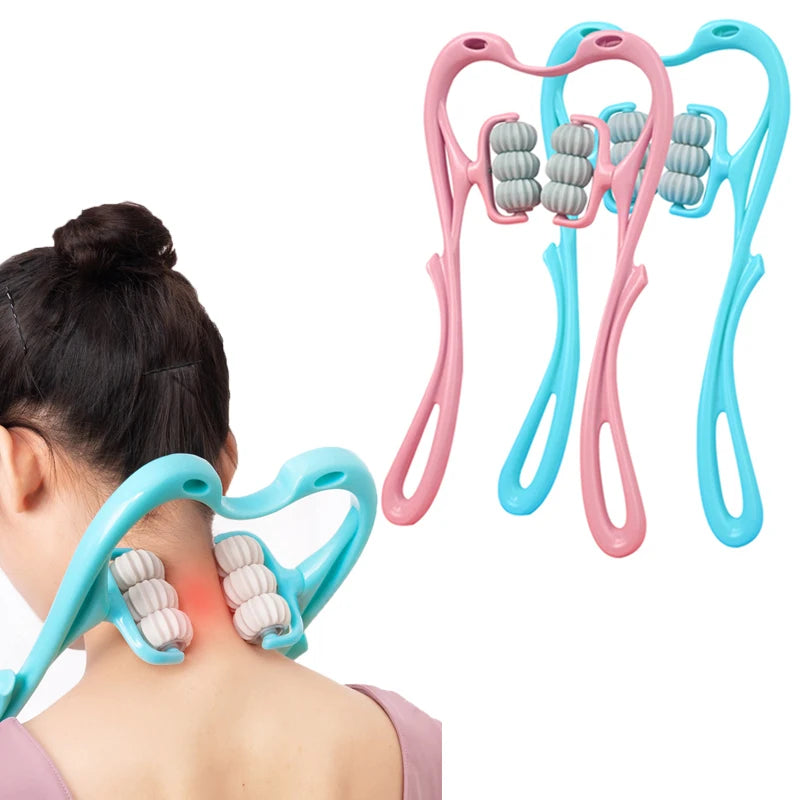 Handheld Neck Massager Trigger Point 6 Balls Roller Massager for Relieve Neck Shoulder Muscle Soreness & Tension Headache