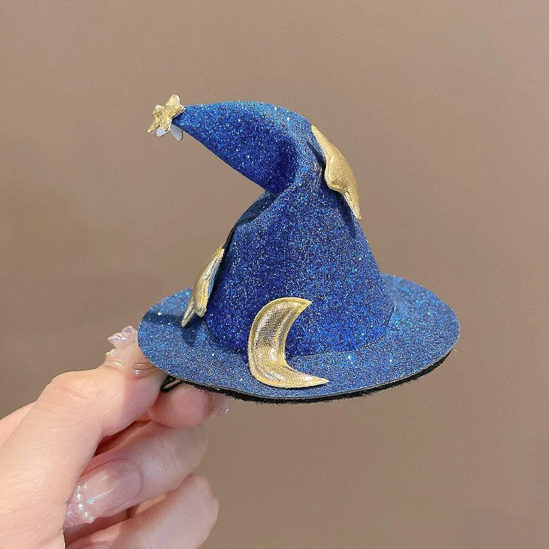 1/4pcs Halloween Witch Hat Hair Clip Mini Star Moon Witch Cap Hairpin Headdress Women Costume Ornaments Headwear Party Gifts