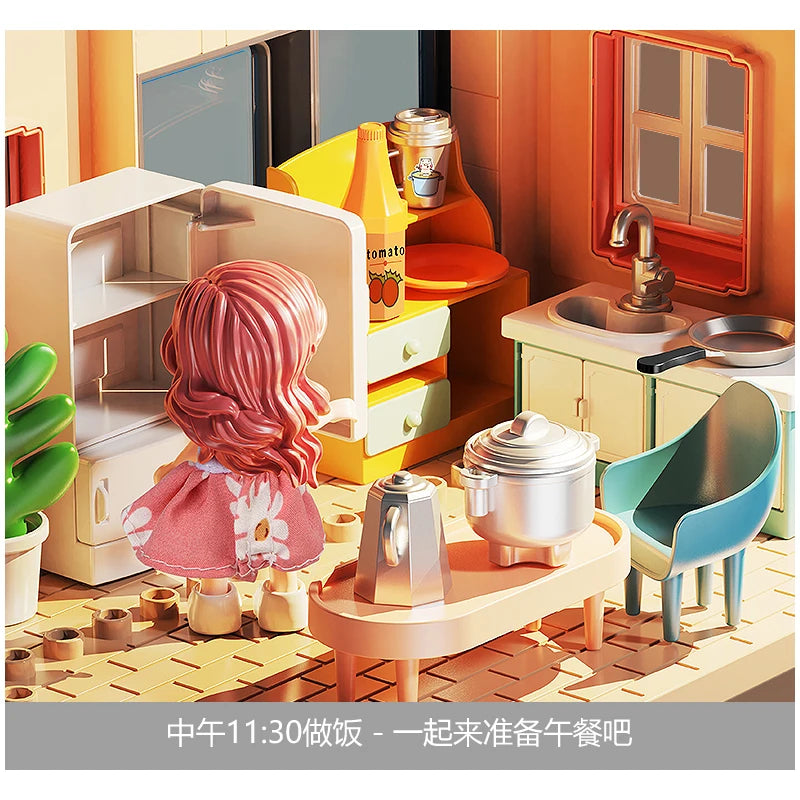 Children's Big Building Blocks Home Appliances Air Conditioner Refrigerator Accessories Household Compatible with Duploed Toys