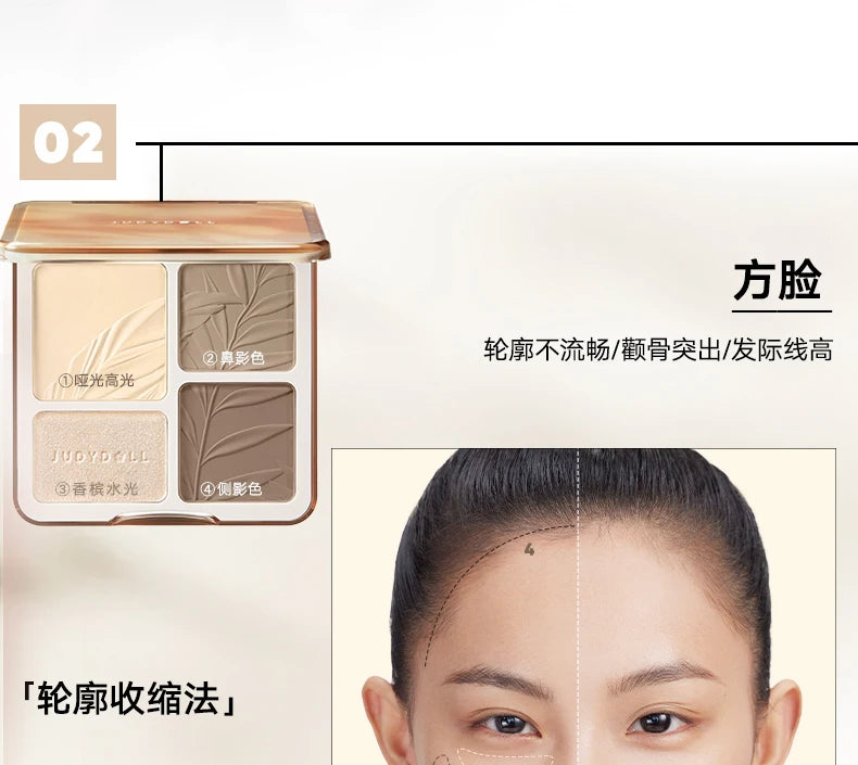 Judydoll Contouring Makeup Bronzer Face Palette Matte Highlighter Brighten Facial Powder Blusher Illuminator Powder Shadow