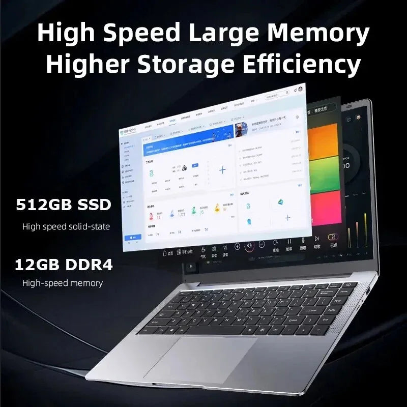 14.1 inch Laptop Computer Portable Windows 11 Intel Core i7-7500U Notebook 12GB RAM 1TB 2TB SSD Office Study Laptops