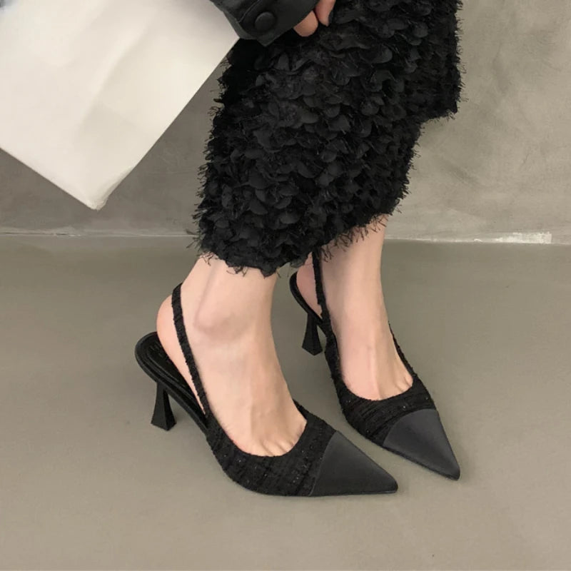 2025 New Summer Casual Fashion Shallow Pointed Toe Sandals Solid Color Sexy Elegant Comfortable Stiletto Heels NO:M10-1