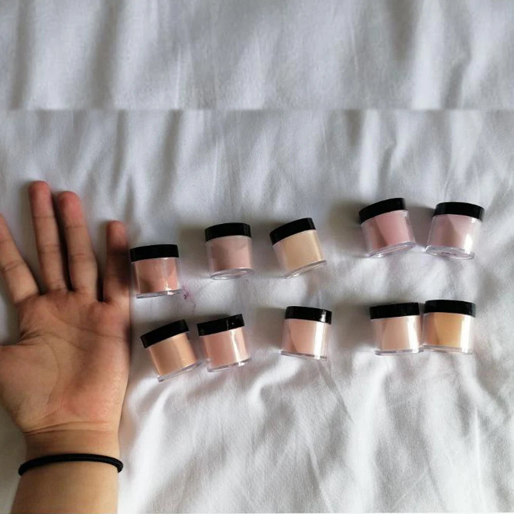 10ml*10Jar Nude Nail Acrylic Powder Set All Seasons Skin Tones Nude Neutral Nail Acrylic for 3D Carving/French Nail Extension&*&