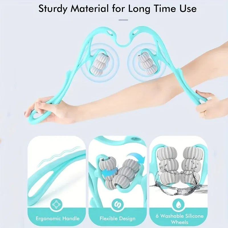 Six Wheel Cervical Massager Clip Neck Massage Roller Neck Shoulder Back Kneading Massager Manual Multifunctional Massage Tools