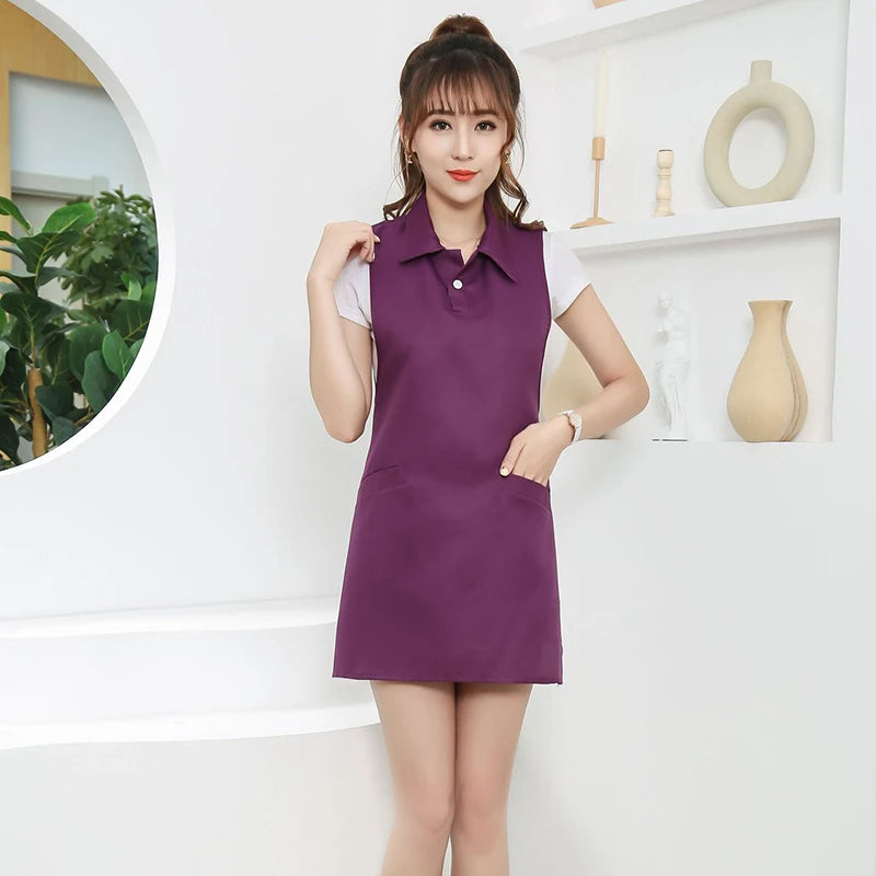 Beauty Salon Beautician Spa Barber Shop Work Clothes Apron Nail Waitress Sleeveless Skirt Female Supermarket Uniform Apron