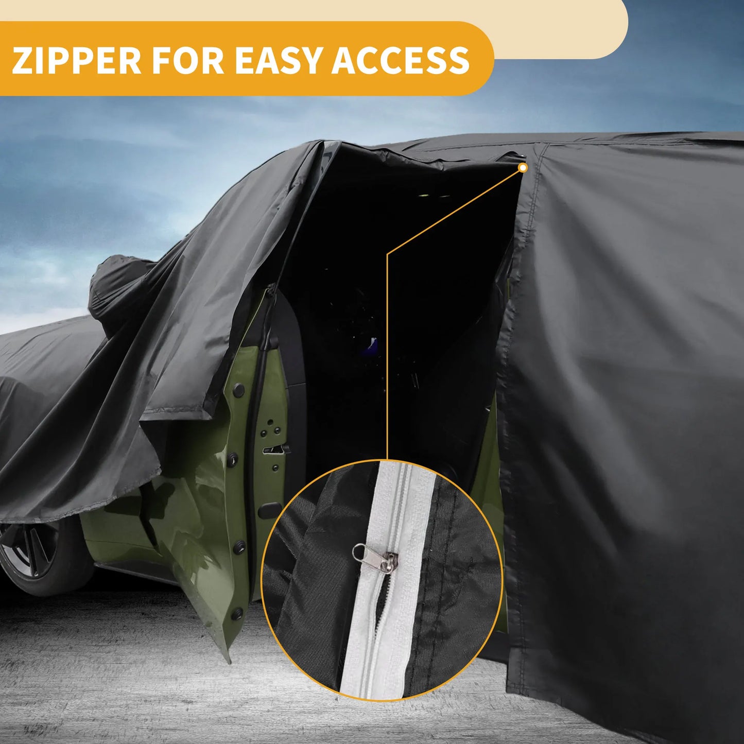 Uxcell Car Cover All Weather for Jeep Wrangler 4Dr Black 190T-Pu with Left Zipper