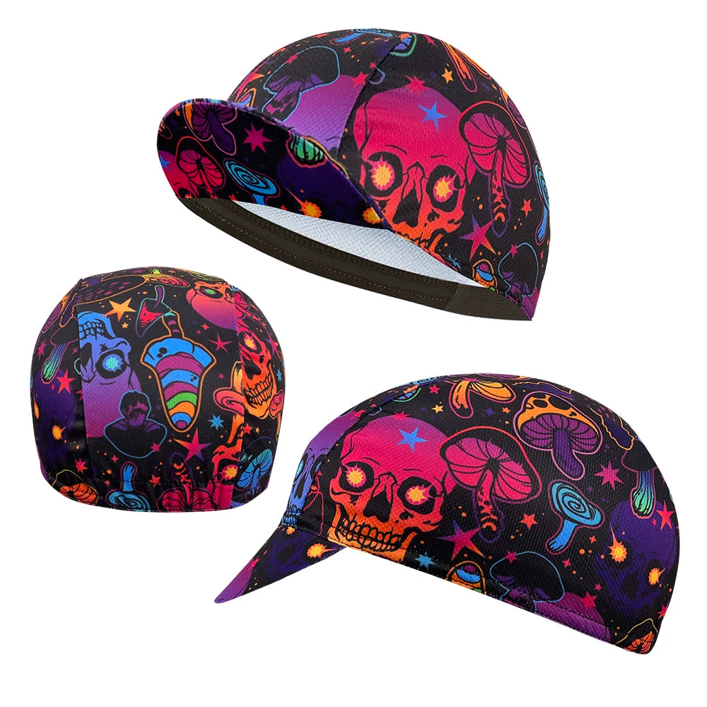 Simple solid color cycling cap, summer polyester sweat absorption, popular, unisex, cycling cap boutique, architecture, skulls