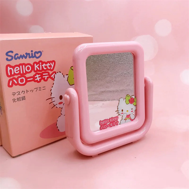 Anime Accessories Kawaii My Melody Cinnamoroll Pom Pom Purin Rotating Mirror Cartoon Desktop Ornament Decoration Dressing Mirror
