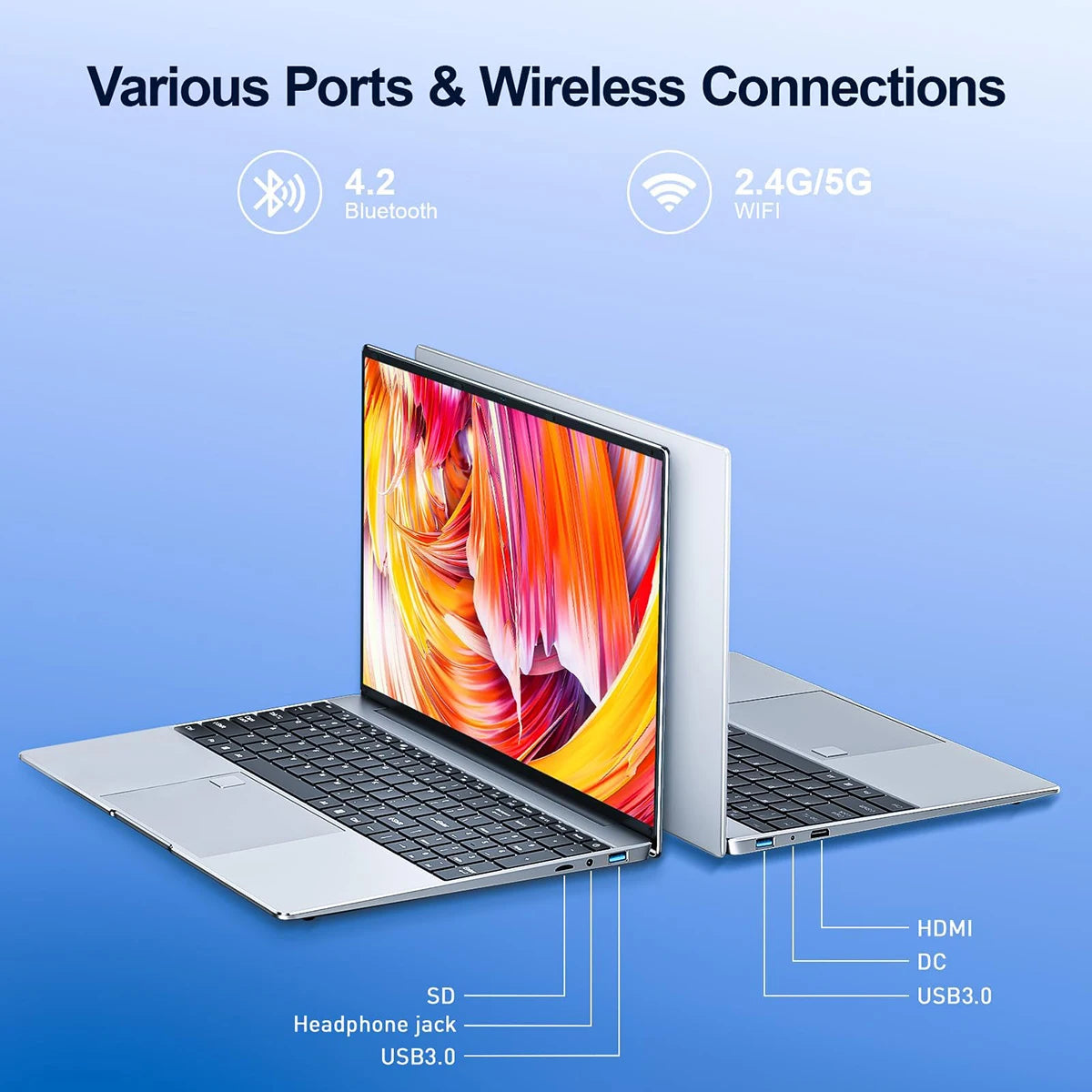 15.6-inch Laptop Windows 11 32GB RAM DDR4 2TB SSD Intel N5095 Full HD Office PC with Backlight Fingerprint Laptop Macbook Air
