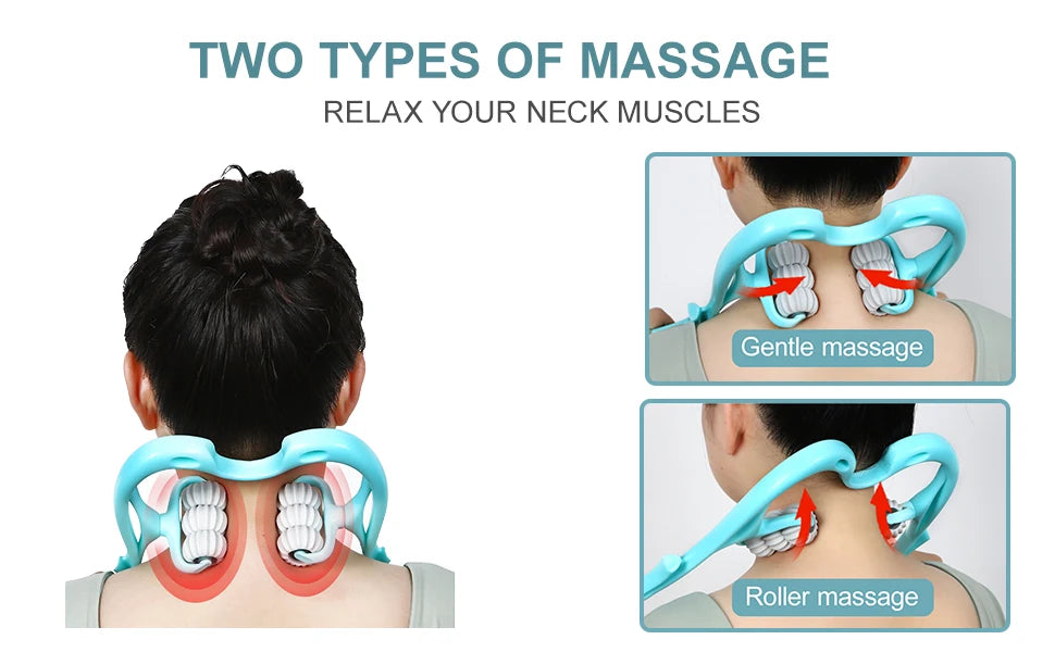Handheld Neck Massager Trigger Point 6 Balls Roller Massager for Relieve Neck Shoulder Muscle Soreness & Tension Headache