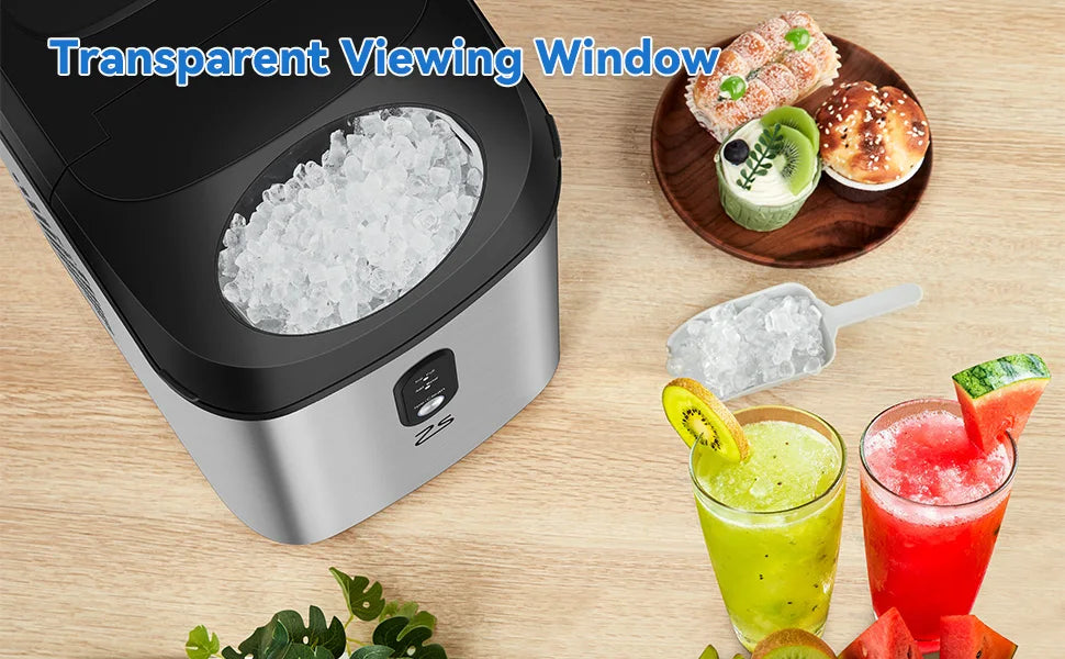 Ice Maker Countertop with Soft Chewable Ice,10,000pcs/33Lbs/Day,Portable Ice Machine with Ice Scoop,Self-Cleaning Timer Function