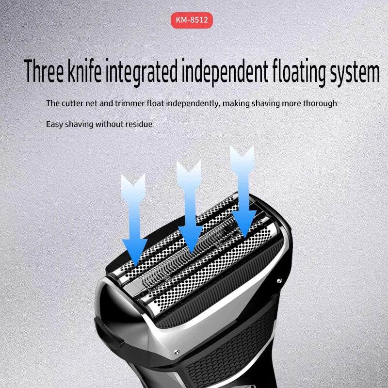 Kemei 8512 Rechargeable Electric Shaver Hair Beard For Men Facial Stubble Electric Razor Fades Bald Head Shaving Machine Tool