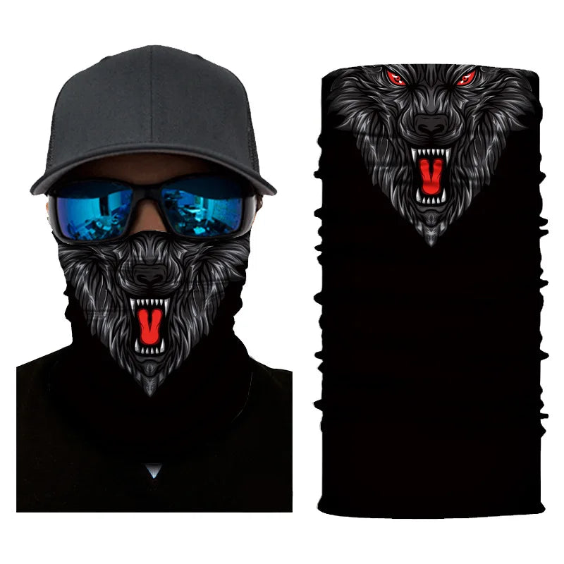 3D Ghost Skull Bandana Neck Gaiter Head Shield Summer Hiking Scarves Tube Balaclava Scarves Breathable Sun Guard Headband Scarf