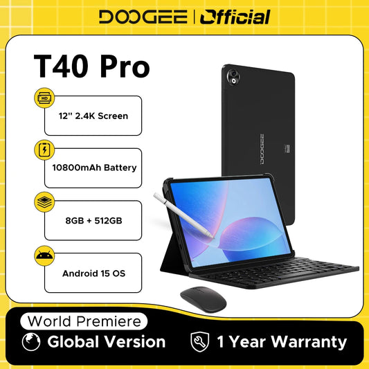 DOOGEE T40 Pro Tablet 12 20GB(8 + 12) 512GB Android 14 Helio G99 6nm 10800mAh 18W Charge Quad Speaker 7.6mm ultra-thin