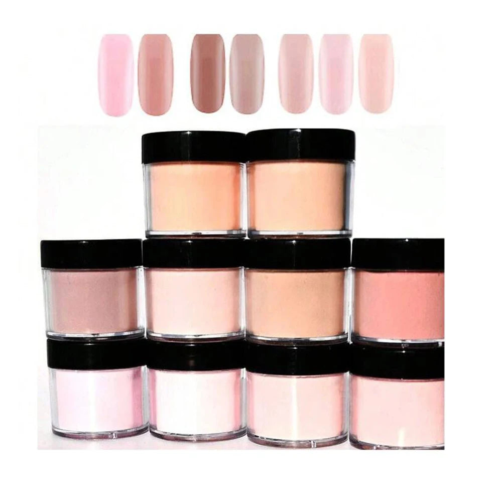 10ml*10Jar Nude Nail Acrylic Powder Set All Seasons Skin Tones Nude Neutral Nail Acrylic for 3D Carving/French Nail Extension&*&