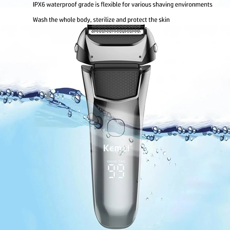 Kemei 8512 Rechargeable Electric Shaver Hair Beard For Men Facial Stubble Electric Razor Fades Bald Head Shaving Machine Tool