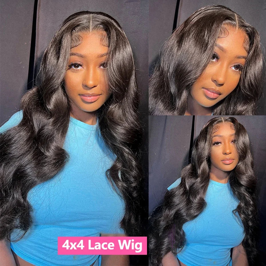 180% Density Body Wave Lace Front Human Hair Wig 13x6 HD Transparent Human Hair Wig Pre Pluck For Women Natural Black Color Wig