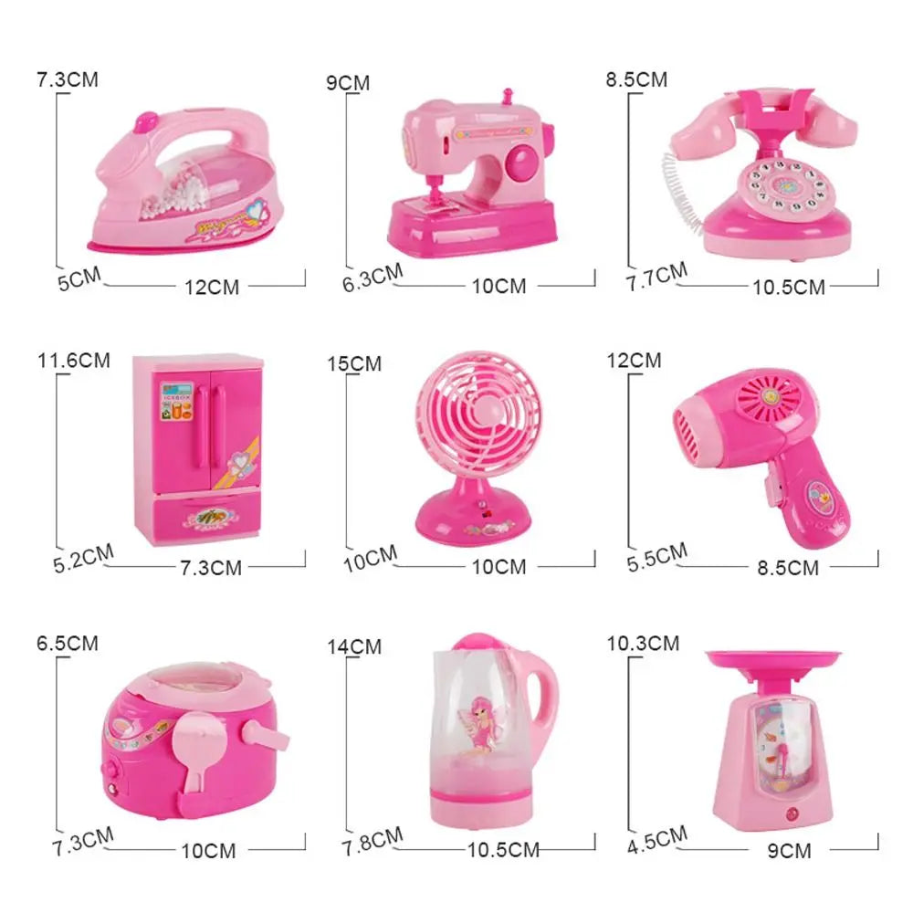 Coffee Machine Household Appliances Toys Vacuum Cleaner Toaster Blender Pretend Play Set Cooking with Light Kitchen Toys