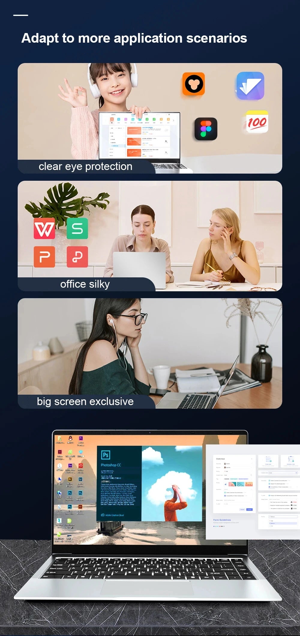 14.1 inch Laptop Computer Portable Windows 11 Intel Core i7-7500U Notebook 12GB RAM 1TB 2TB SSD Office Study Laptops