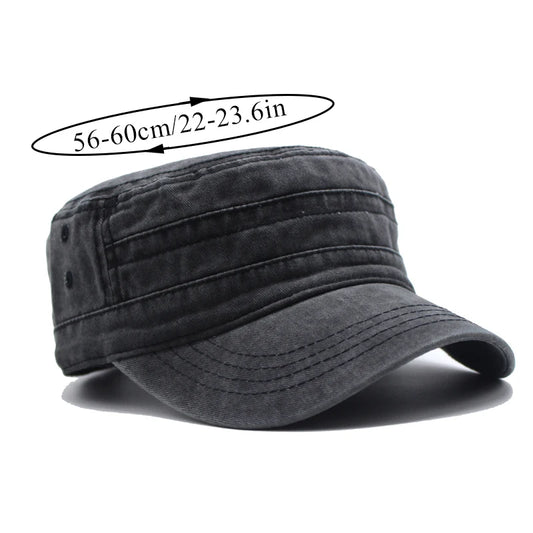 Washed Cotton Hat Men's Caps Flat Top Caps For Men Cadet Outdoor Cap Fishing Caps