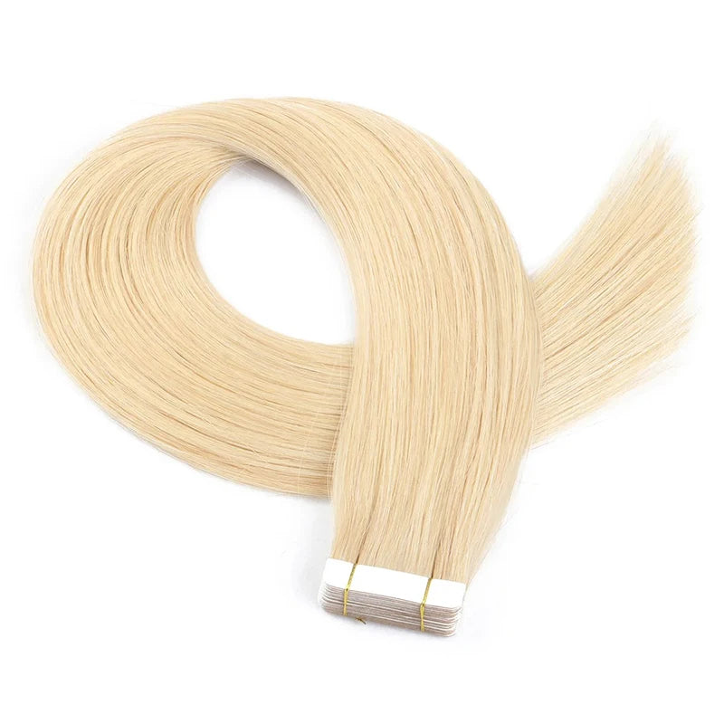 50G/set 20Pcs Tape in Hair Extensions Human Hair Straight 613# Invisible PU Skin Weft Hair Extensions for Women 18inch 22inch
