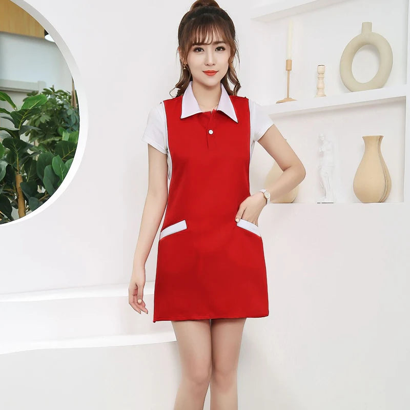 Beauty Salon Beautician Spa Barber Shop Work Clothes Apron Nail Waitress Sleeveless Skirt Female Supermarket Uniform Apron