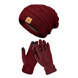 2PCS/Set Gift Warm Women Hats Gloves Set Soft Ear Protection Winter Warm Mitten Windproof Plush Beanie Cap for Men Women