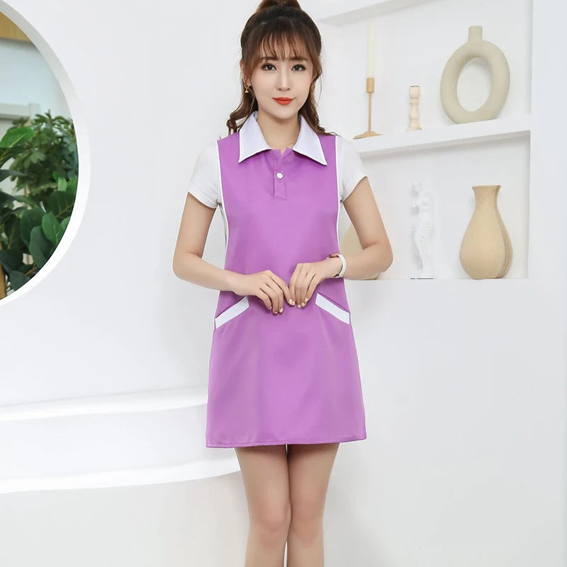 Beauty Salon Beautician Spa Barber Shop Work Clothes Apron Nail Waitress Sleeveless Skirt Female Supermarket Uniform Apron