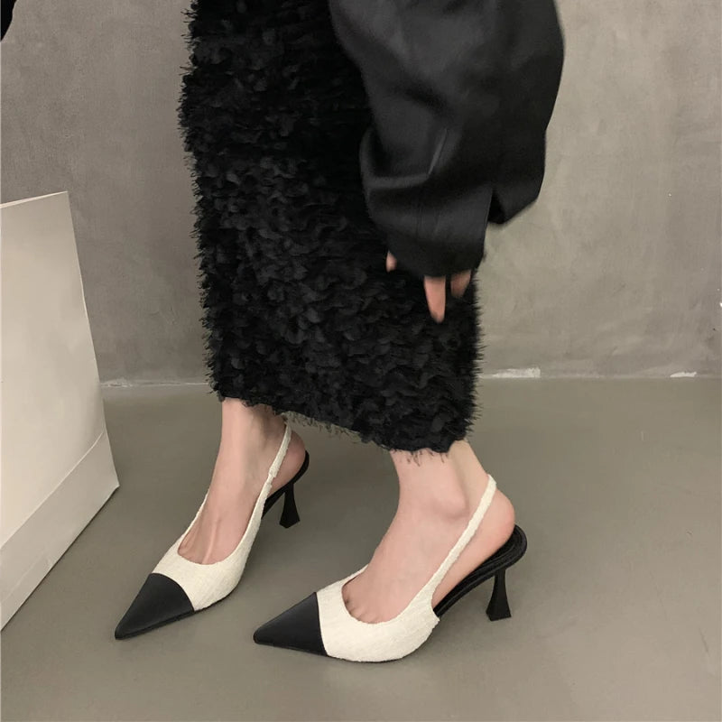 2025 New Summer Casual Fashion Shallow Pointed Toe Sandals Solid Color Sexy Elegant Comfortable Stiletto Heels NO:M10-1
