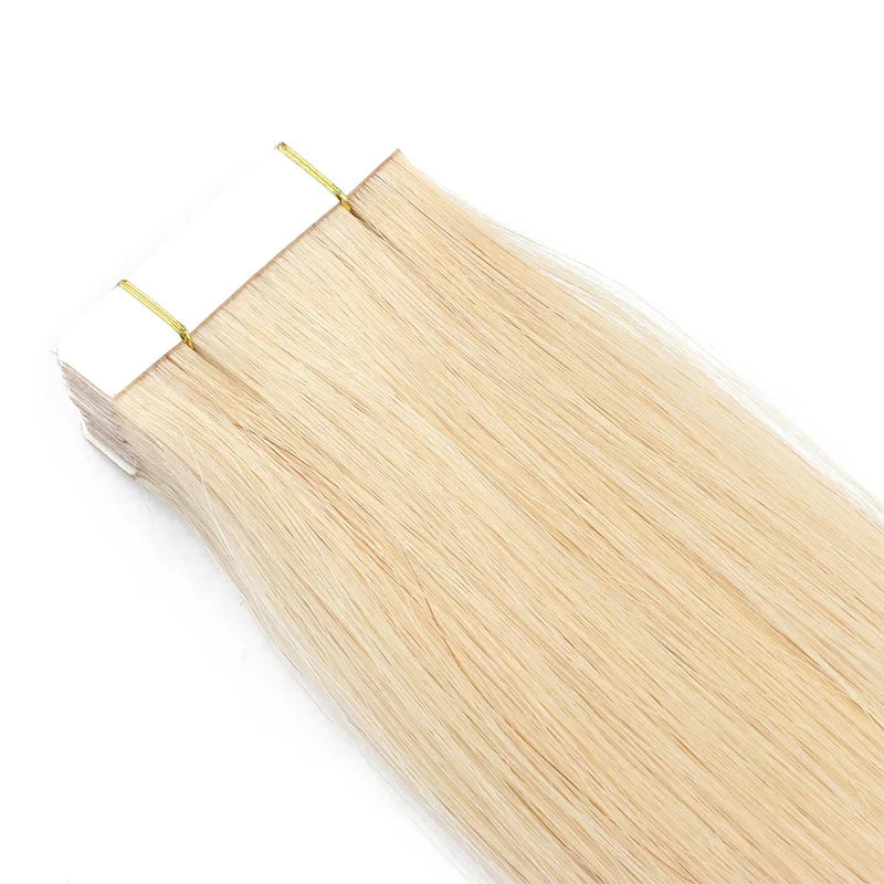 50G/set 20Pcs Tape in Hair Extensions Human Hair Straight 613# Invisible PU Skin Weft Hair Extensions for Women 18inch 22inch