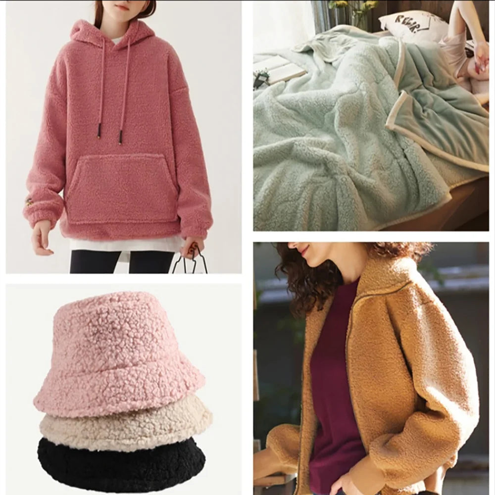 160cmx100cm Thicken Warmth Faux Lamb Wool Fabric Coral Fleece Plush Doll Slight Elasticity Sewing Lining Coat Apparels Accessory