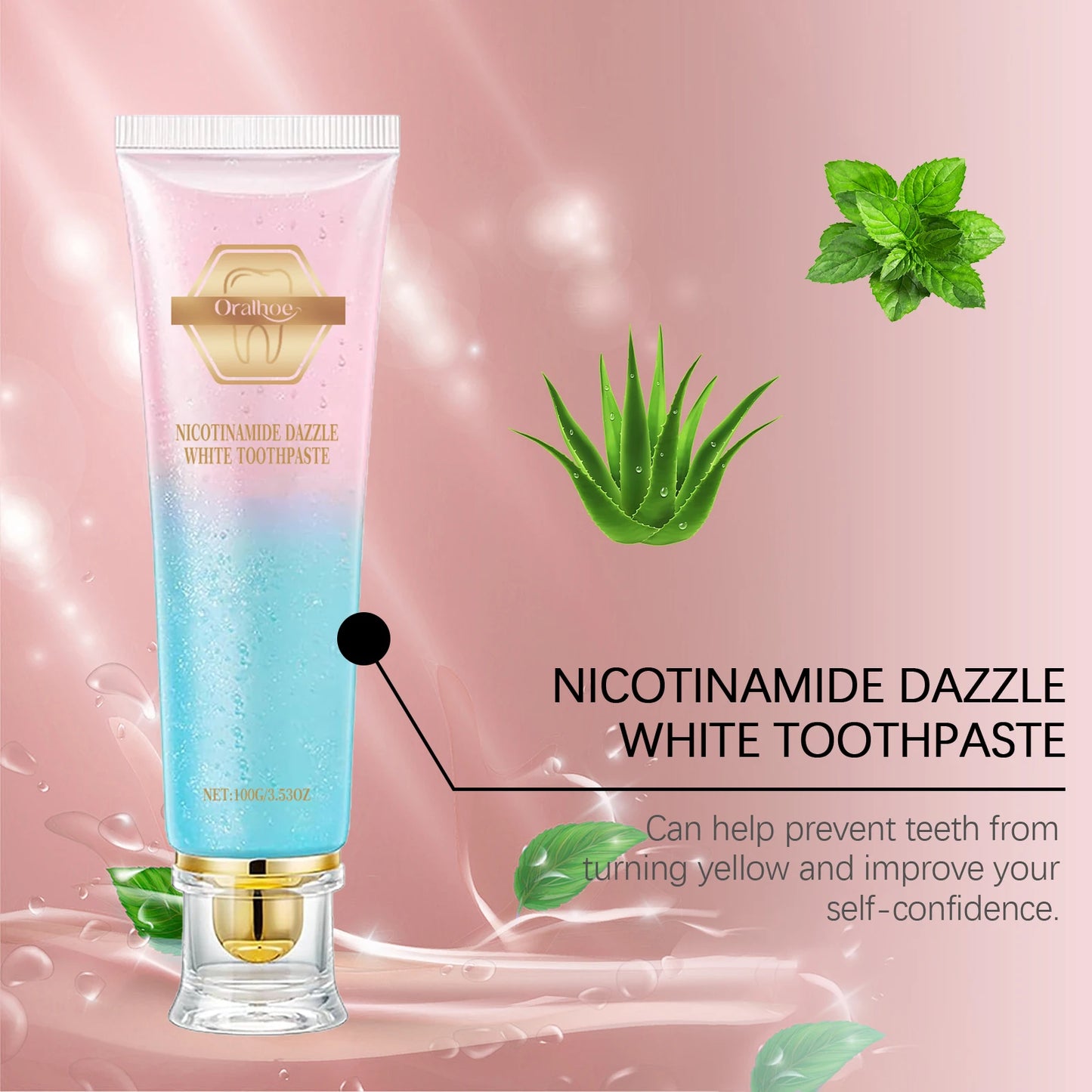 Niacinamide Whitening Toothpaste Dental Stains Removing Prevent Bad Breath Oral Cleaning Refreshing Reduces Plaque Toothpaste