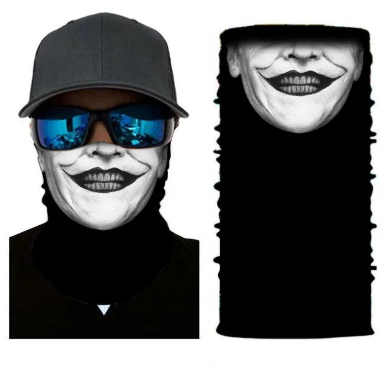 3D Ghost Skull Bandana Neck Gaiter Head Shield Summer Hiking Scarves Tube Balaclava Scarves Breathable Sun Guard Headband Scarf