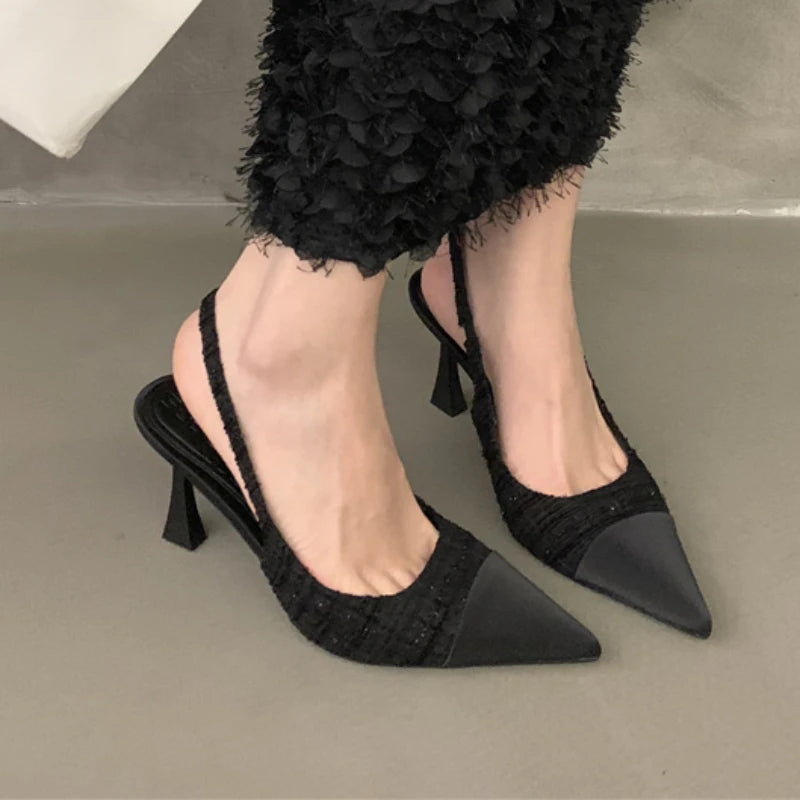 2025 New Summer Casual Fashion Shallow Pointed Toe Sandals Solid Color Sexy Elegant Comfortable Stiletto Heels NO:M10-1