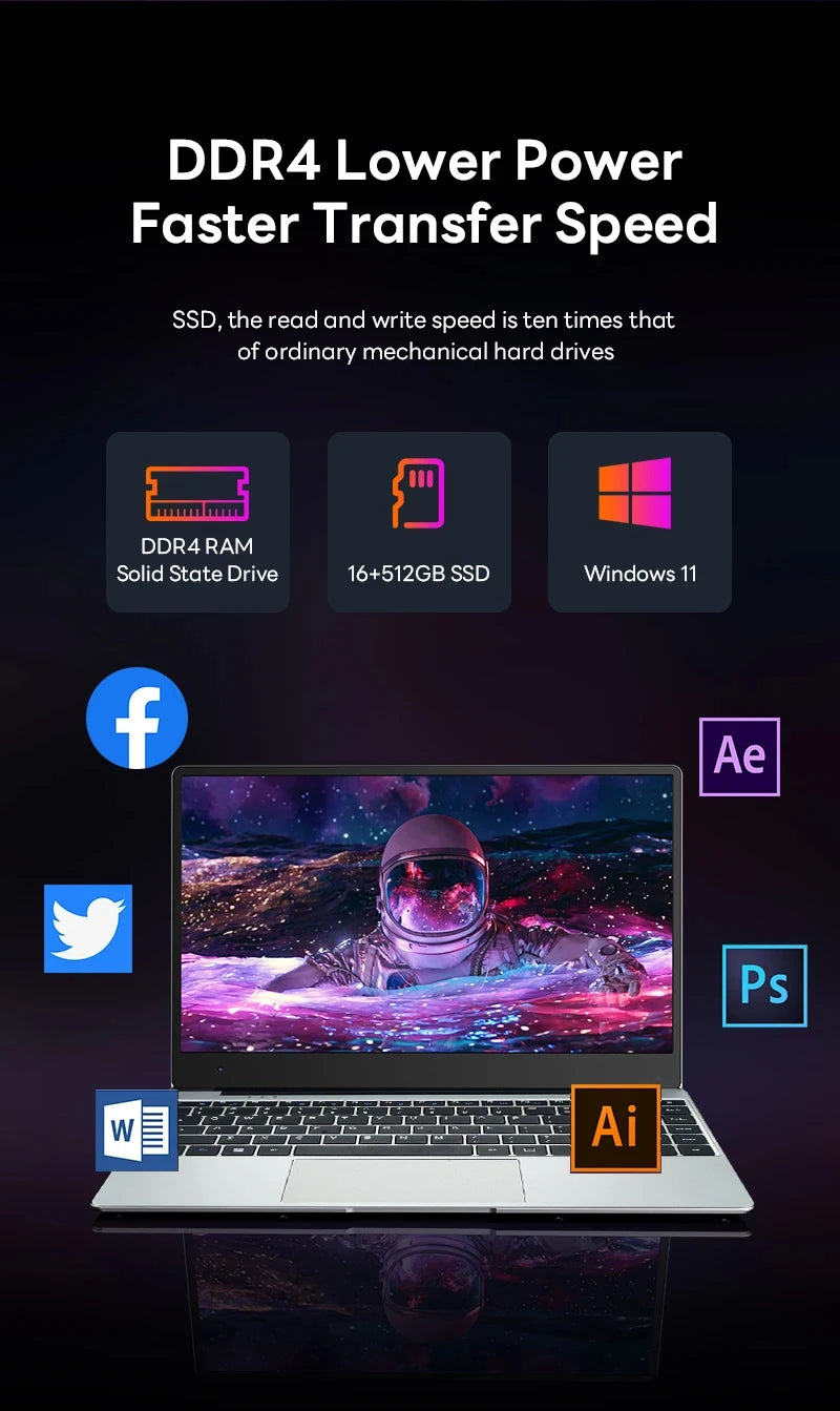 2025 Laptop Computer Windows 11 Pro Intel Core i9 8950HK Gaming Laptop 16GB RAM 1TB 2TB SSD 14.1 inch Portable Business Notebook