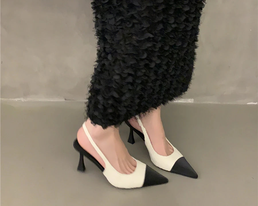 2025 New Summer Casual Fashion Shallow Pointed Toe Sandals Solid Color Sexy Elegant Comfortable Stiletto Heels NO:M10-1