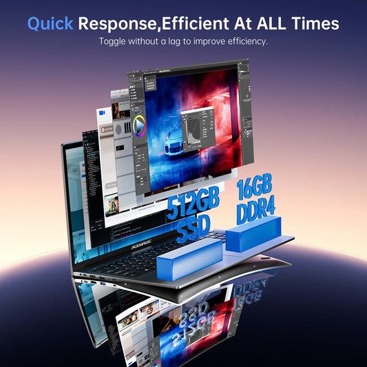 ACEMAGIC 17.3inch Laptop with High Performance Quad Core-12th Alder Lake N97 Laptop Computer Spacious Storage 16GB RAM 512GB ROM