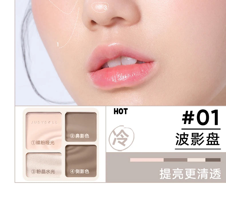 Judydoll Contouring Makeup Bronzer Face Palette Matte Highlighter Brighten Facial Powder Blusher Illuminator Powder Shadow