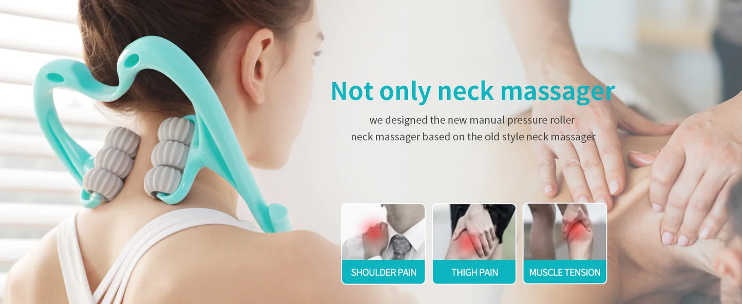 Handheld Neck Massager Trigger Point 6 Balls Roller Massager for Relieve Neck Shoulder Muscle Soreness & Tension Headache