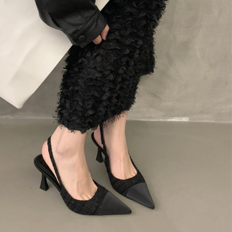 2025 New Summer Casual Fashion Shallow Pointed Toe Sandals Solid Color Sexy Elegant Comfortable Stiletto Heels NO:M10-1