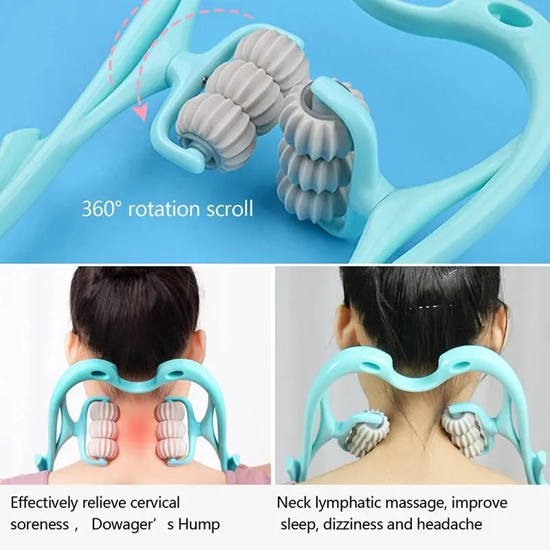 Six Wheel Cervical Massager Clip Neck Massage Roller Neck Shoulder Back Kneading Massager Manual Multifunctional Massage Tools
