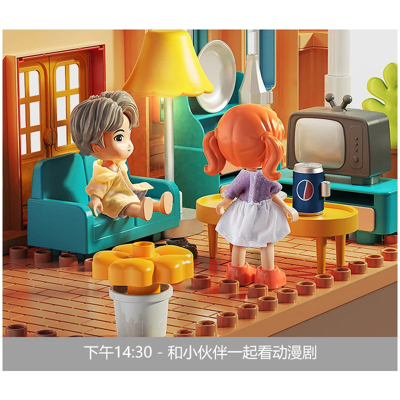 Children's Big Building Blocks Home Appliances Air Conditioner Refrigerator Accessories Household Compatible with Duploed Toys