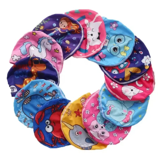 10pcs Children's Swimming Caps Elastic Fabrics Swimming Pools Water Sports Boys' and Girls' Swimming Caps Boys' Swimming Caps
