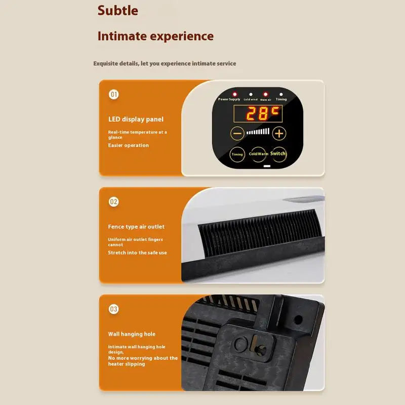 Home Air Conditioner For Bedroom 2000W Air Conditioners For Wall With Remote Control Winter Warmer Temperature Adjustable
