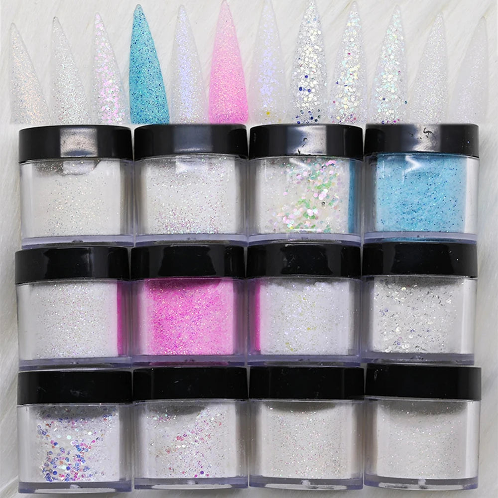 10ml*10Jar Nude Nail Acrylic Powder Set All Seasons Skin Tones Nude Neutral Nail Acrylic for 3D Carving/French Nail Extension&*&