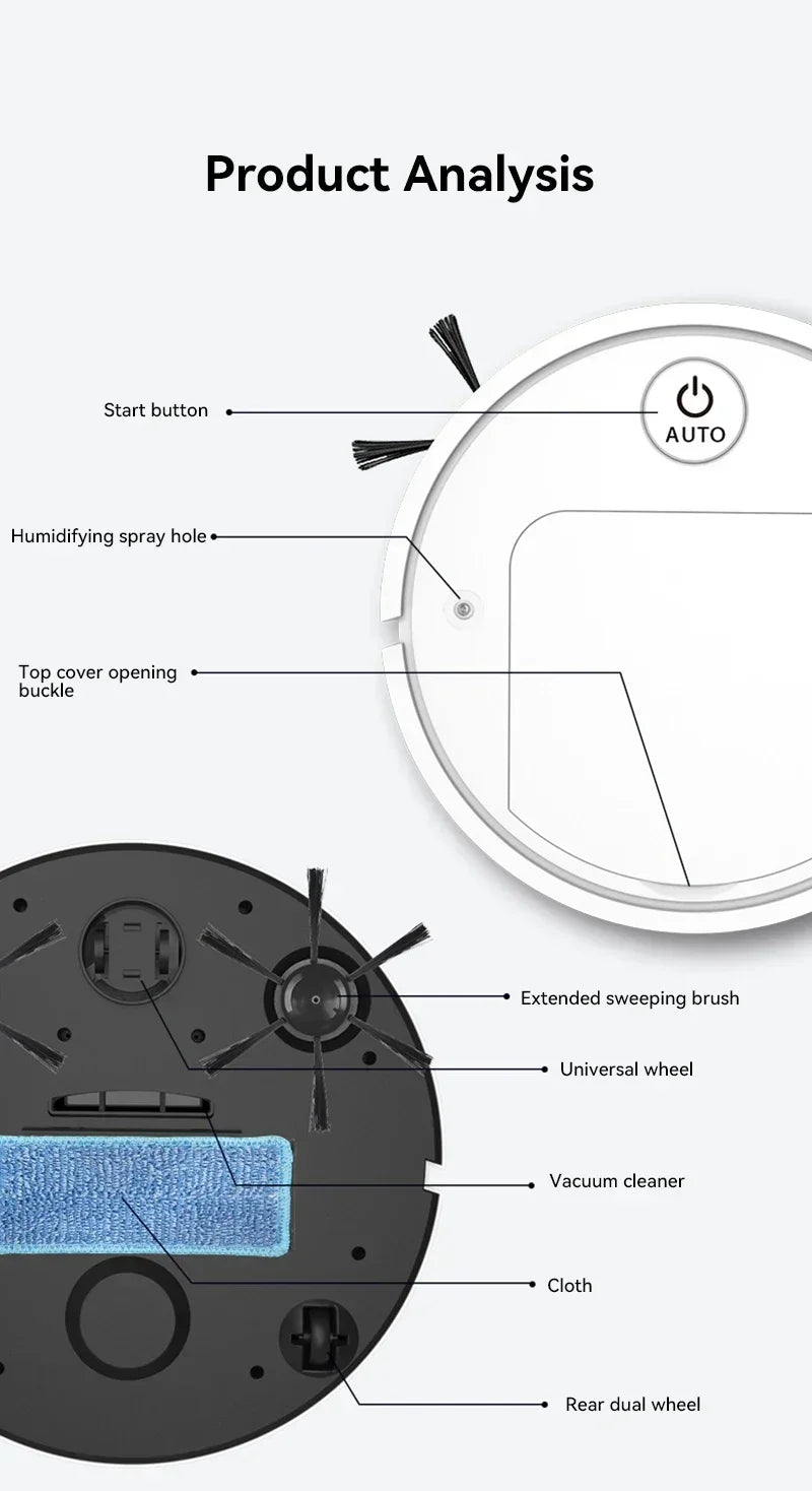 2025 4-in-1 Smart Home Appliance: Air Purifier, Mist Humidifier, Vacuum Cleaner & Robotic Sweeper, Enhance Home Air Quality, Eff